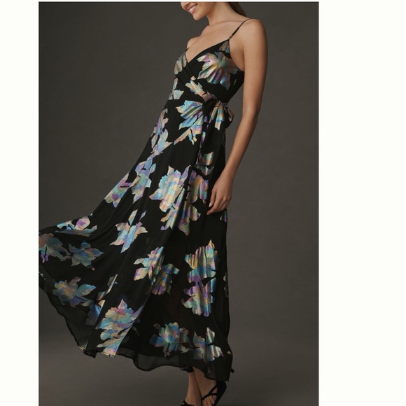 MWT Anthropologie Hutch Iridescent Floral Wrap Maxi Dress S Petite - Picture 5 of 17